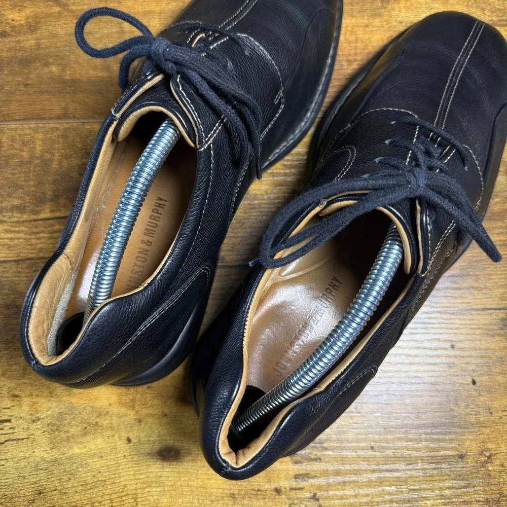 Johnston & Murphy XC4 20-7222 Black Grain Leather Dress Shoes‎ Mens 8.5W